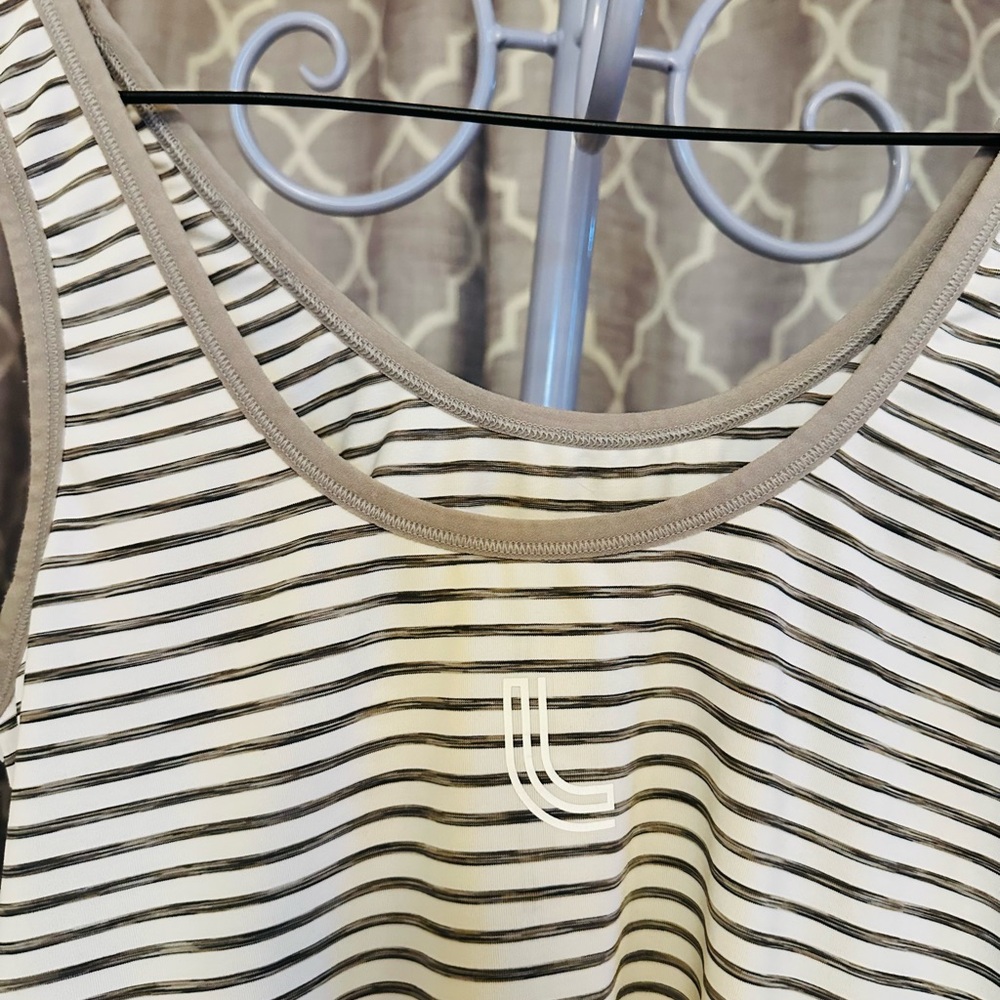 Lole Black and White Striped Tank Top